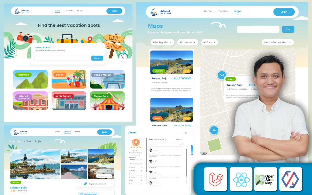Kelas Laravel, ReactJS, OpenStreetMap, Xendit : Website Travel di BuildWithAngga